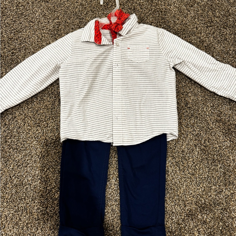 Striped White and Navy Kids Matching Set